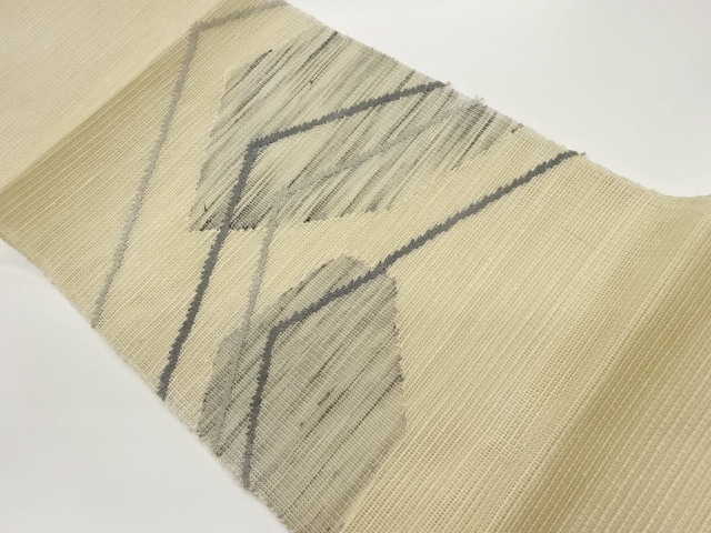 紗紬幾何学模様織出し名古屋帯